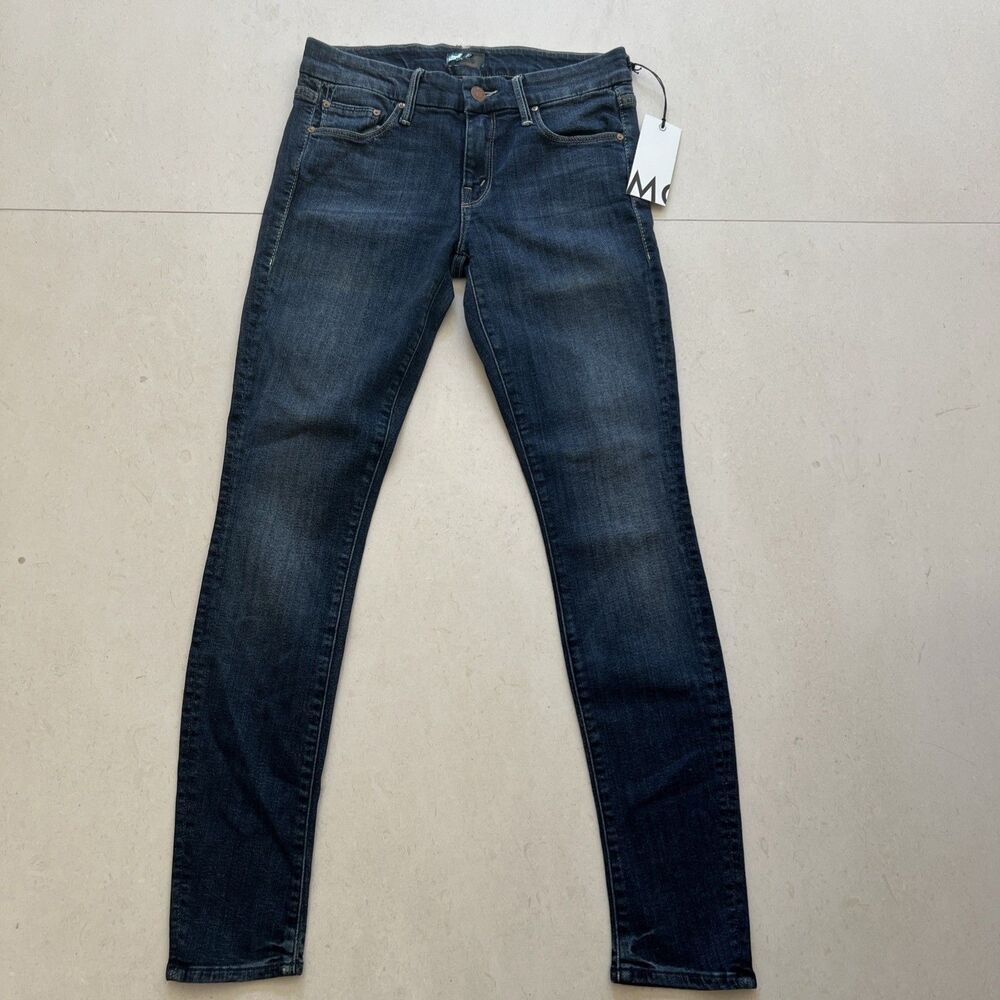 MOTHER Denim The Looker Mid Rise Jeans Size 27 Here Kitty Kitty Dark Blue Wash